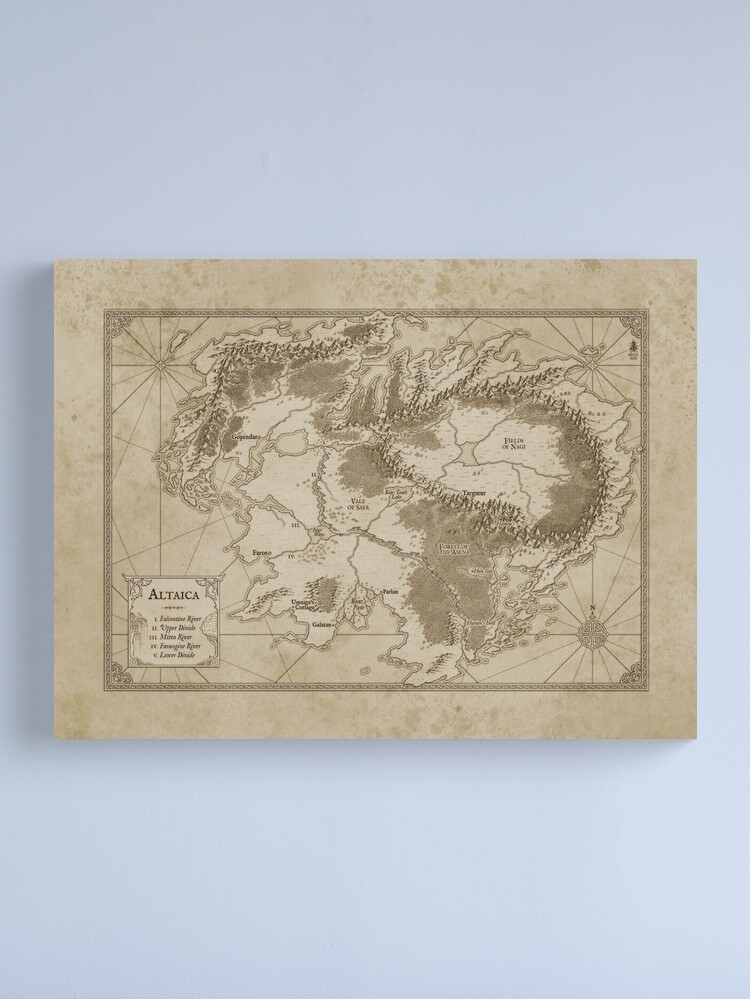 Alternate view of Altaica Fantasy Map Prints - Map for The Chronicles of Altaica (Artwork by Misty Beee) Canvas Print