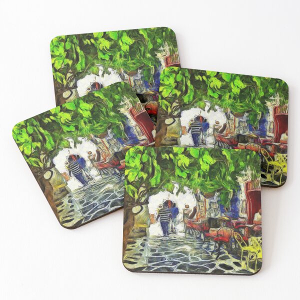Item preview, Cafe in the Shade in Mykonos Greece KPA designed and sold by karynpeters.