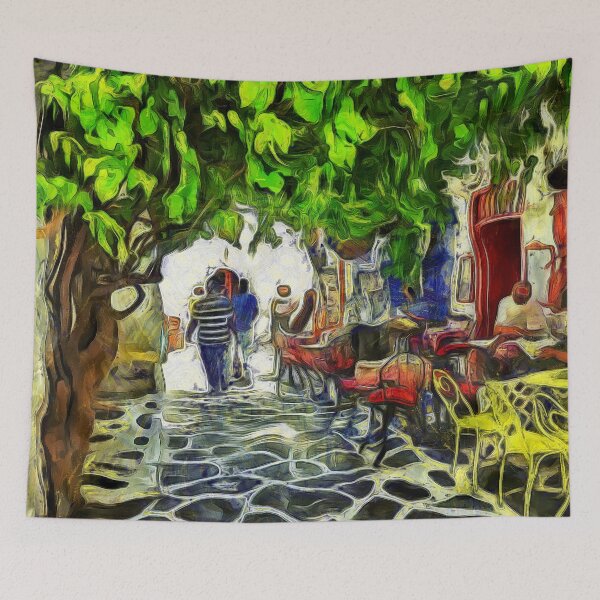 Item preview, Cafe in the Shade in Mykonos Greece KPA designed and sold by karynpeters.