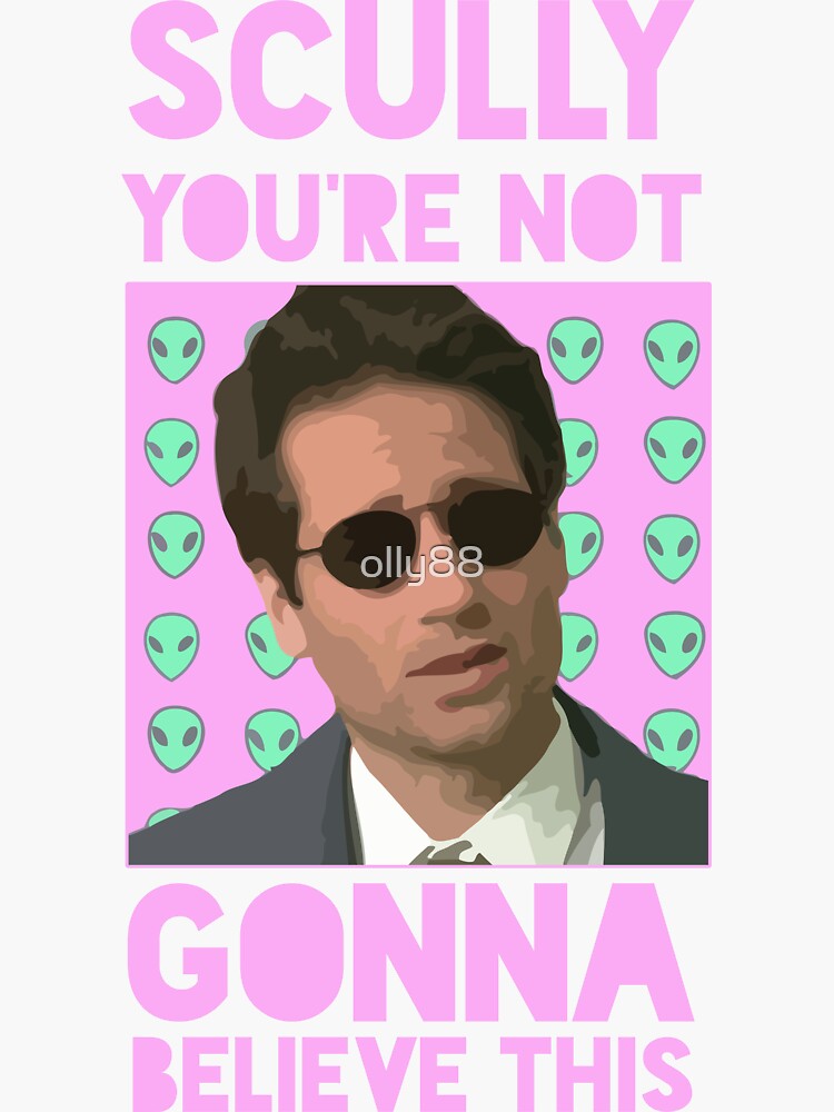 Thumbnail 3 of 3, Sticker, Mulder X-Files "Scully you're not gonna believe this" designed and sold by olly88.