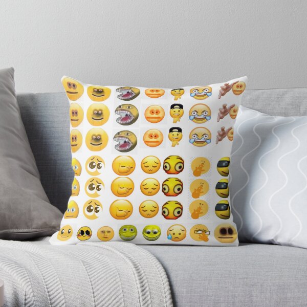 cursed hand emoji, scary and funny smiley face. - Cursed - Pillow