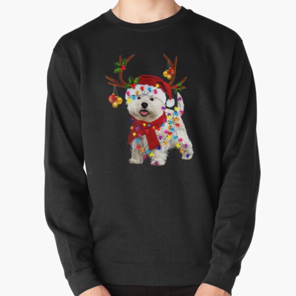 Santa westie dog gorgeous reindeer Light Christmas Pullover Sweatshirt