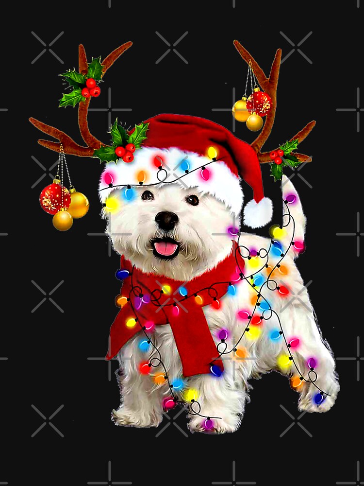 Santa westie dog gorgeous reindeer Light Christmas by AlijaJanjic