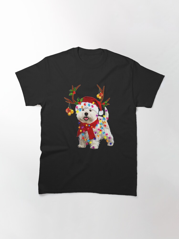 Alternate view of Santa westie dog gorgeous reindeer Light Christmas Classic T-Shirt