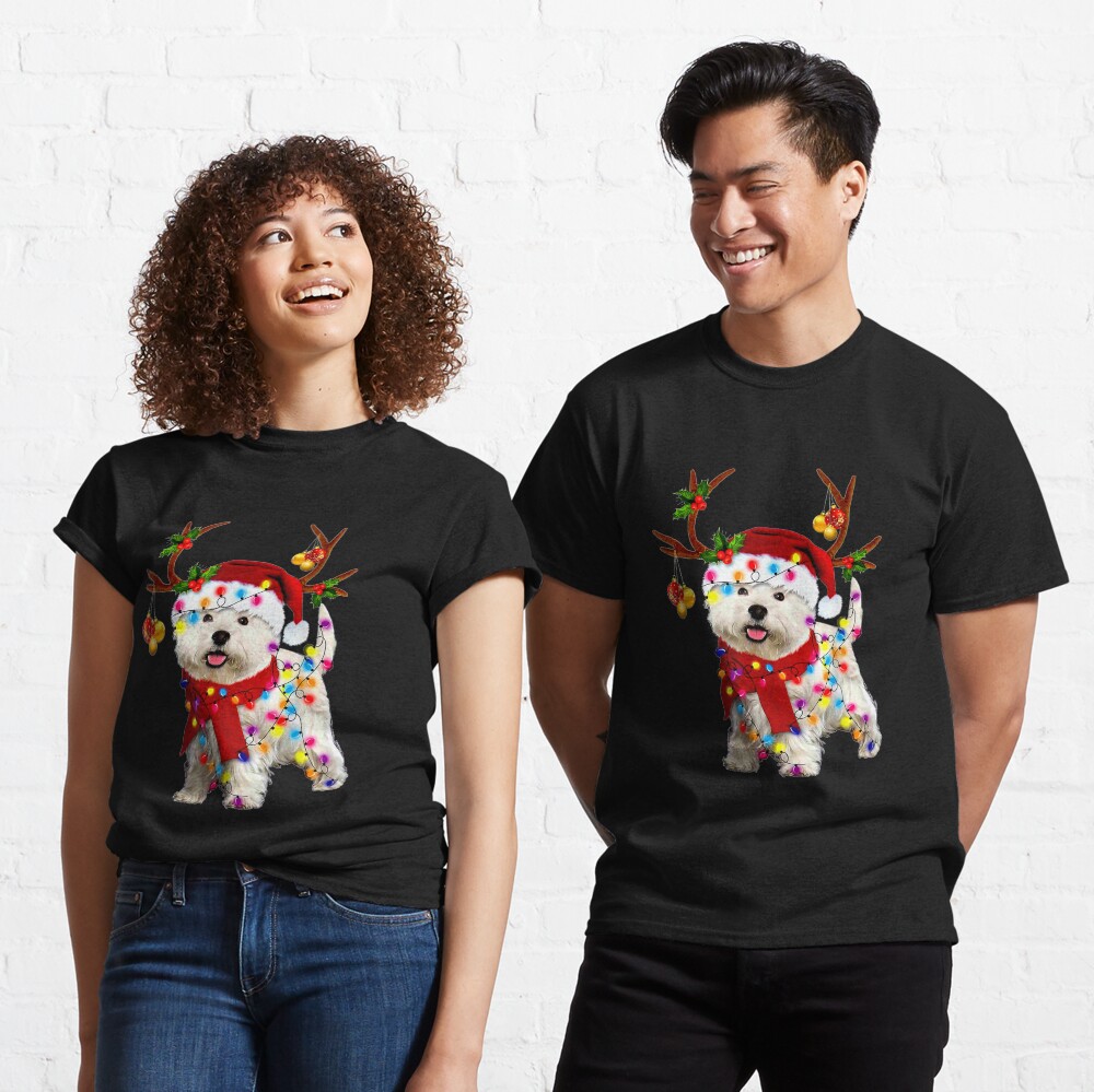 Santa westie dog gorgeous reindeer Light Christmas Classic T-Shirt