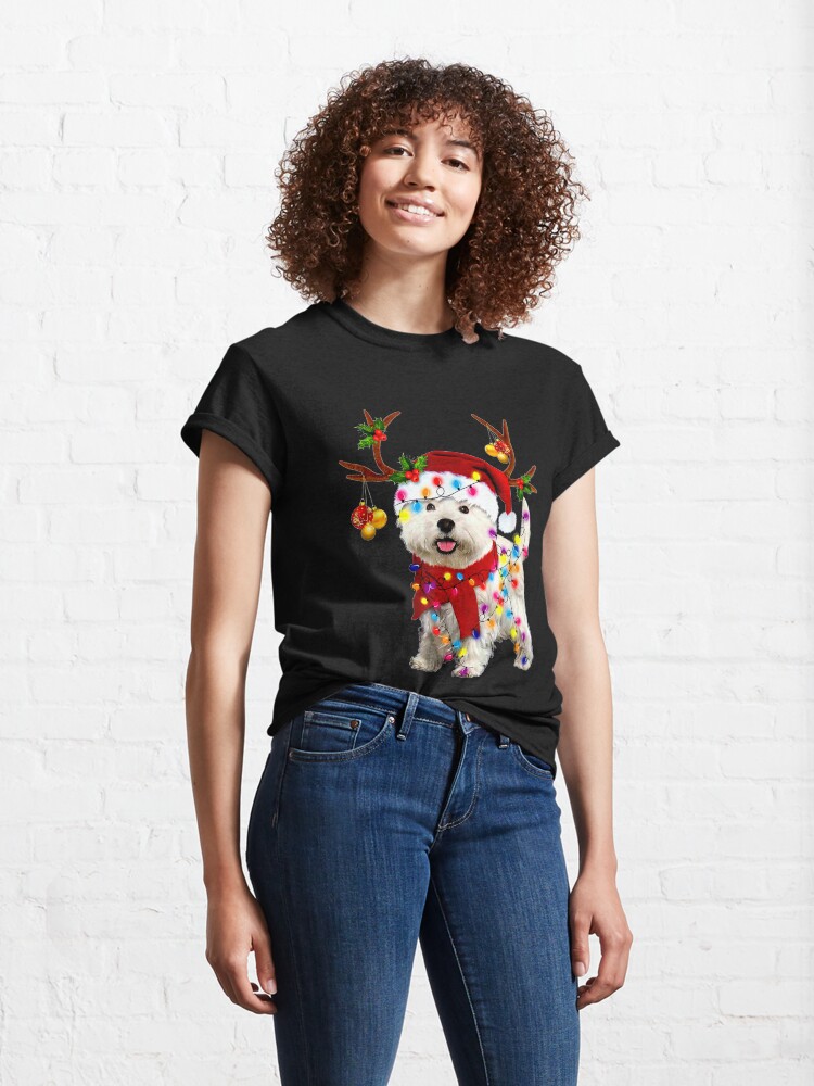 Alternate view of Santa westie dog gorgeous reindeer Light Christmas Classic T-Shirt