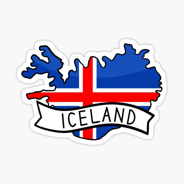 Iceland Flag Map Sticker Sticker