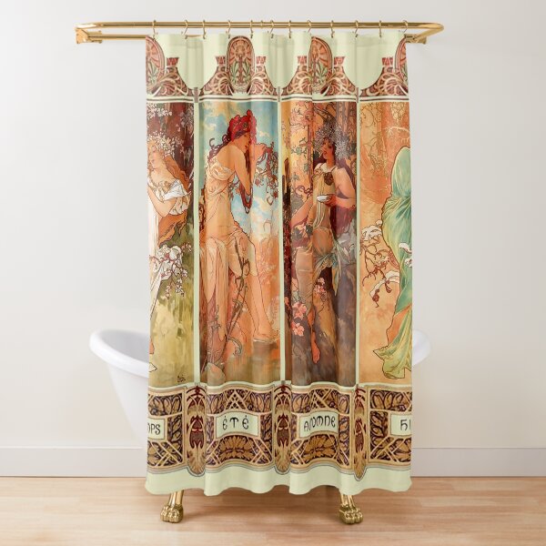 Alphonse Mucha Four Seasons Art Nouveau Shower Curtain