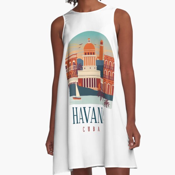 Havana Cuba Skyline A-Line Dress