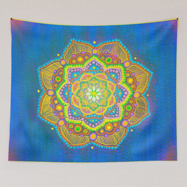 Item preview, azure energizing flower mandala designed and sold by creepyaliengirl.