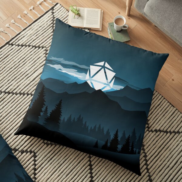 Mountain Full Moon D20 Dice Tabletop RPG Maps and Landscapes Floor Pillow