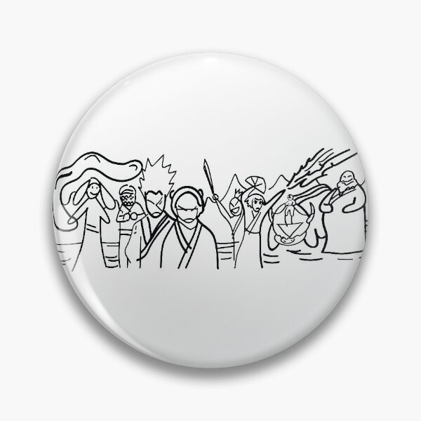 Sokka's Finale Drawing of the Avatar Gang Pin