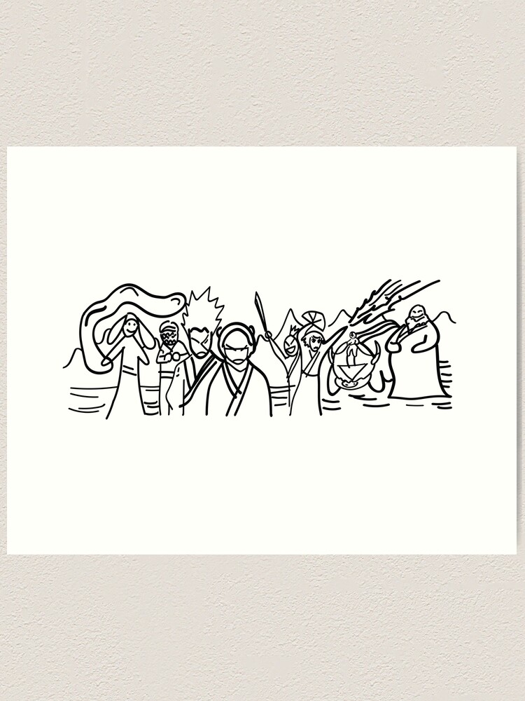 Thumbnail 1 of 3, Art Print, Sokka's Finale Drawing of the Avatar Gang designed and sold by laughingplace55.