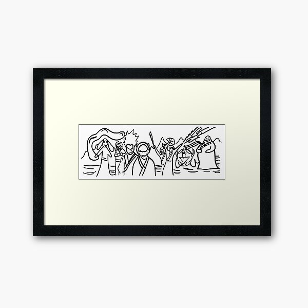 Sokka's Finale Drawing of the Avatar Gang Framed Art Print
