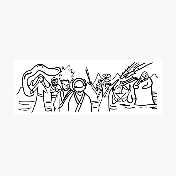 Sokka's Finale Drawing of the Avatar Gang Photographic Print