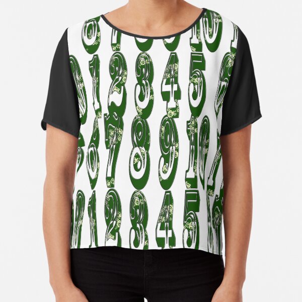 Green canal flowers numbers Chiffon Top