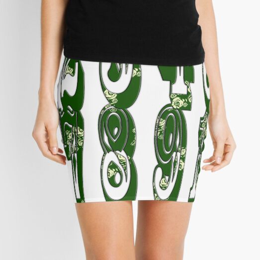 Green canal flowers numbers Mini Skirt
