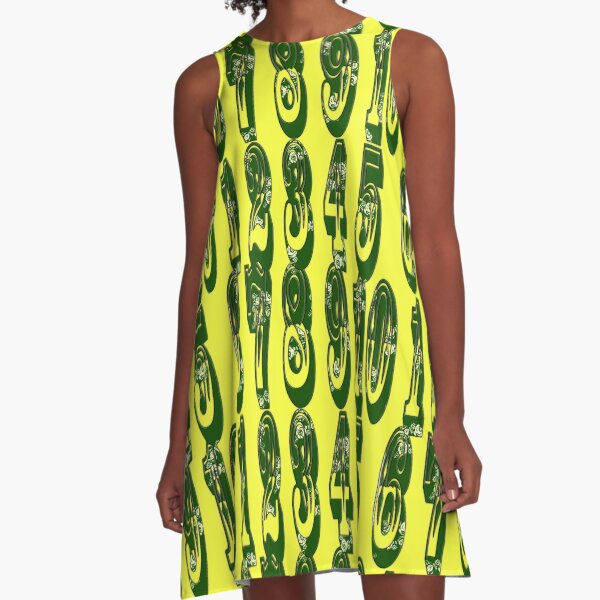 Green canal flowers numbers A-Line Dress