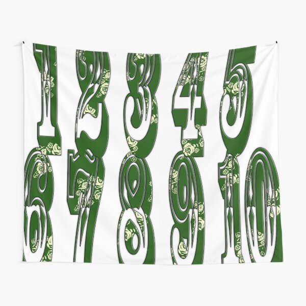 Green canal flowers numbers Tapestry