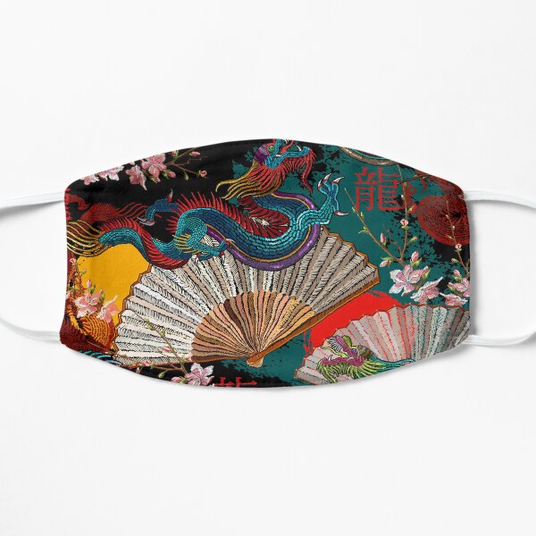 Embroidery colorful dragons Flat Mask