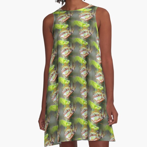 Butterfly Face Nature Pattern A-Line Dress