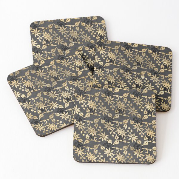 Item preview, Chinese Dragons Eastern Garden Gold Floral Pattern designed and sold by digitalvintage.