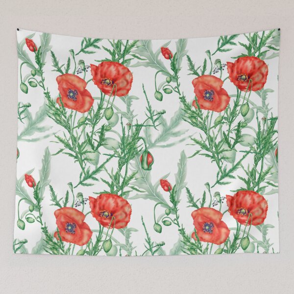 Item preview, Nice seamless pattern with red poppies and green leaves designed and sold by AsyaTury.