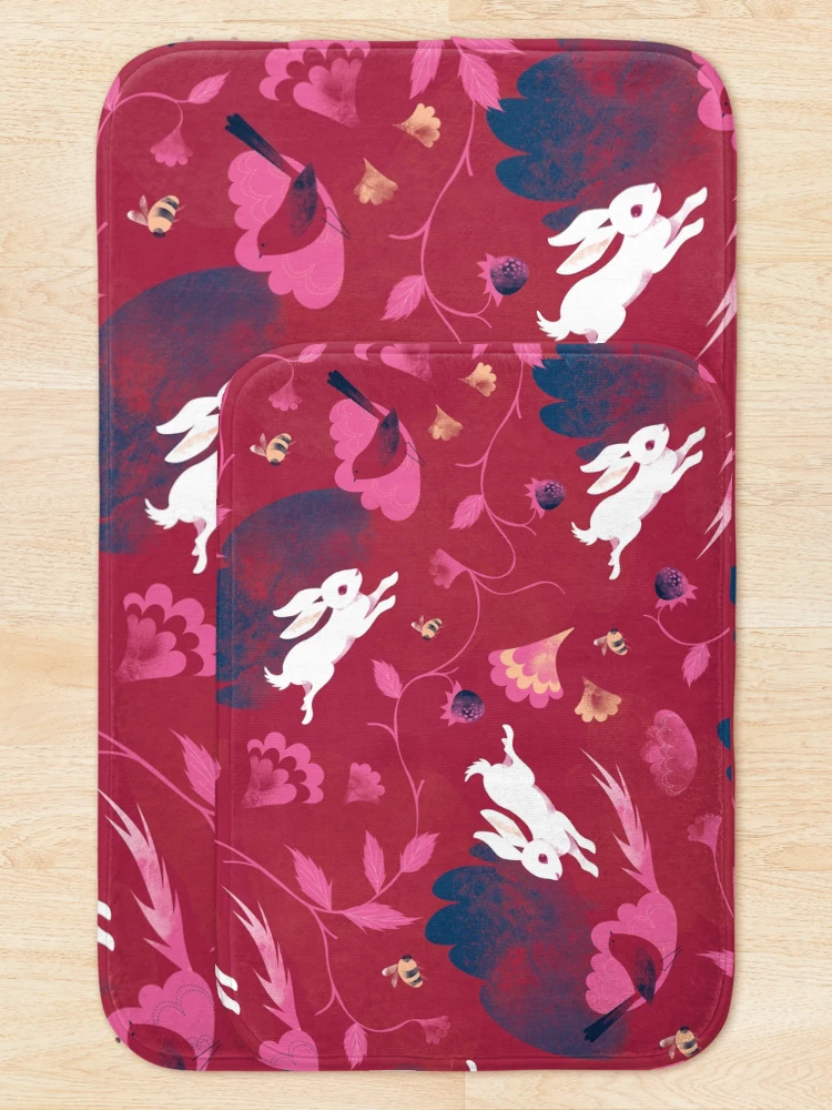 Thumbnail 5 of 6, Bath Mat, White Rabbit Pattern designed and sold by Shiloh Longbottom.