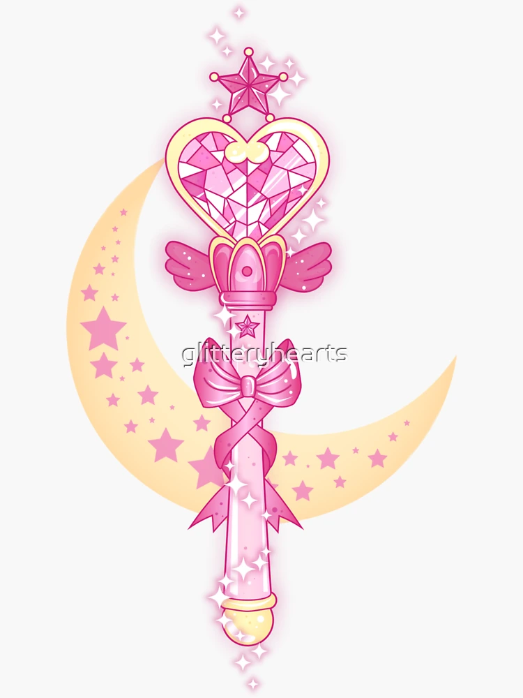 pink anime heart wand  Sticker for Sale by glitteryhearts