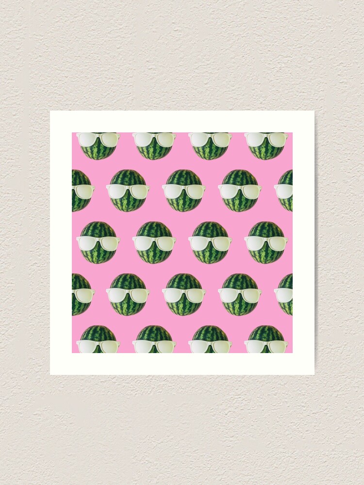 Alternate view of Watermelon heads in sunglasses Art Print