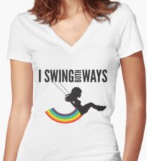 I Swing Both Ways Women's Fitted V-Neck T-Shirt
