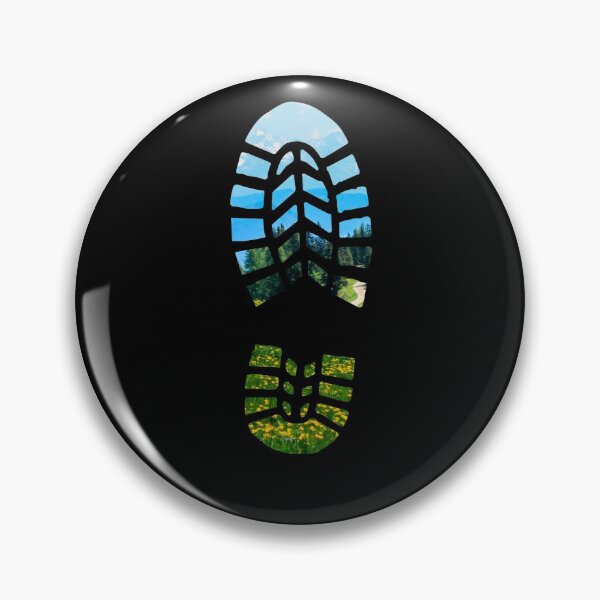 Item preview, Hiking shoe print with mountain landscape designed and sold by offtza.