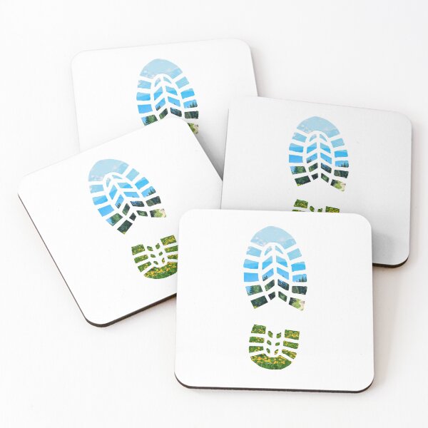 Item preview, Hiking shoe print with mountain landscape designed and sold by offtza.