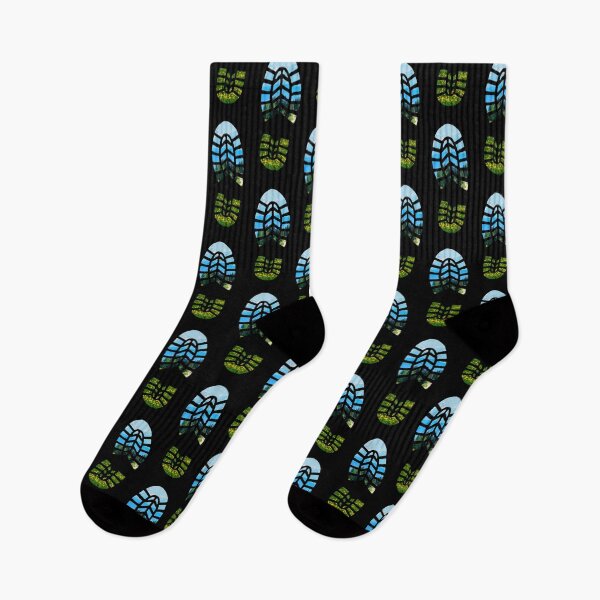 Item preview, Hiking shoe print with mountain landscape designed and sold by offtza.