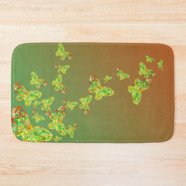 Item preview, Green and Orange Butterflies Pattern designed and sold by Sebastian Grafmann.