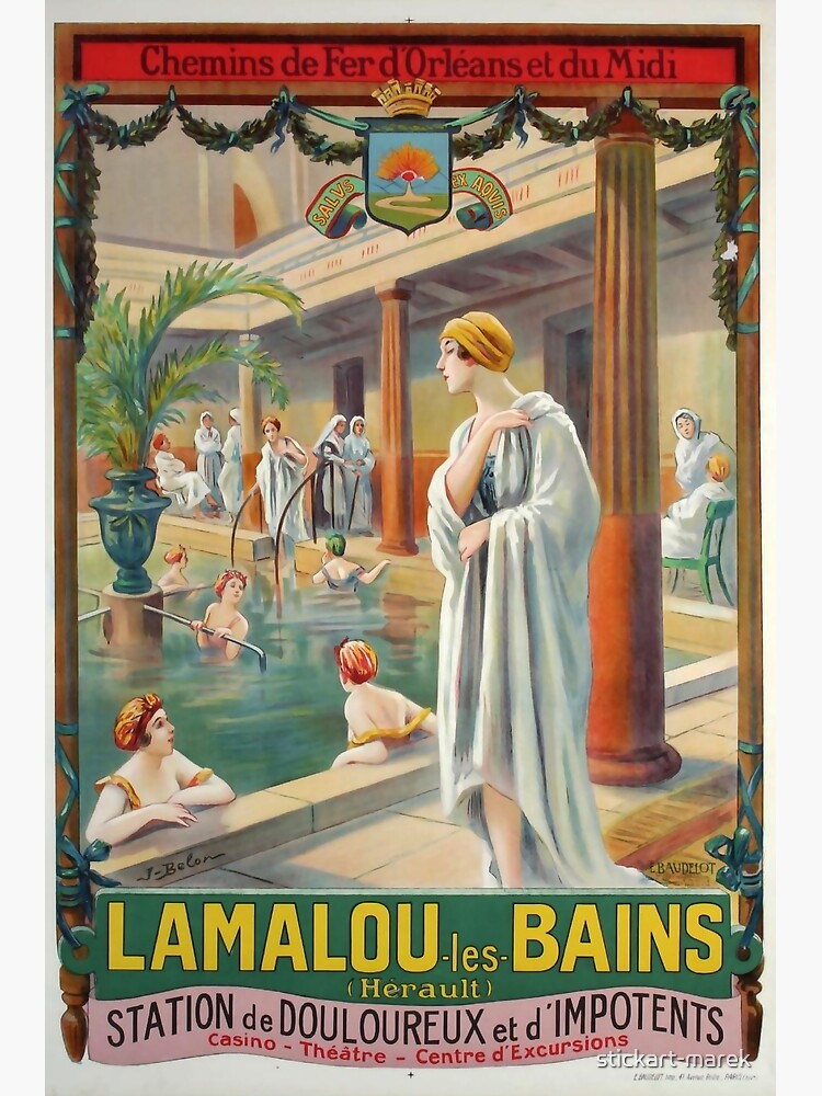 MIDI Lamalou les Bains vintage travel poster by stickart-marek