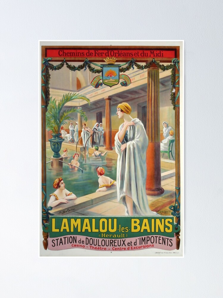 Alternate view of MIDI Lamalou les Bains vintage travel poster Poster