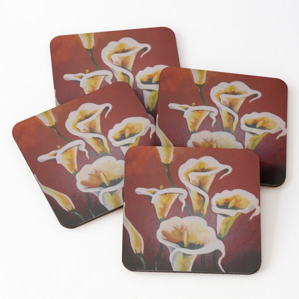 Item preview, White Calla Lilies Artistic Cut Flowers On Brown designed and sold by taiche.