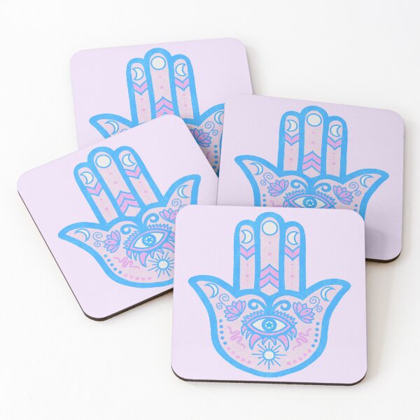 Item preview, Cotton Candy | Hamsa Hand Amulet in Soft Pink and Blue designed and sold by Bloomandflo.