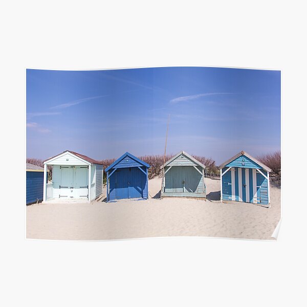 Beach hut blues at West Wittering beach Poster
