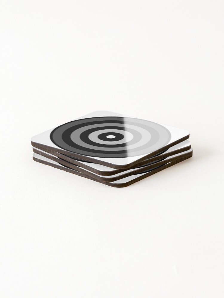 Thumbnail 4 of 5, Coasters (Set of 4), Geometric Pattern: Rondel: Monochrome Gradient Jet designed and sold by redwolfoz.