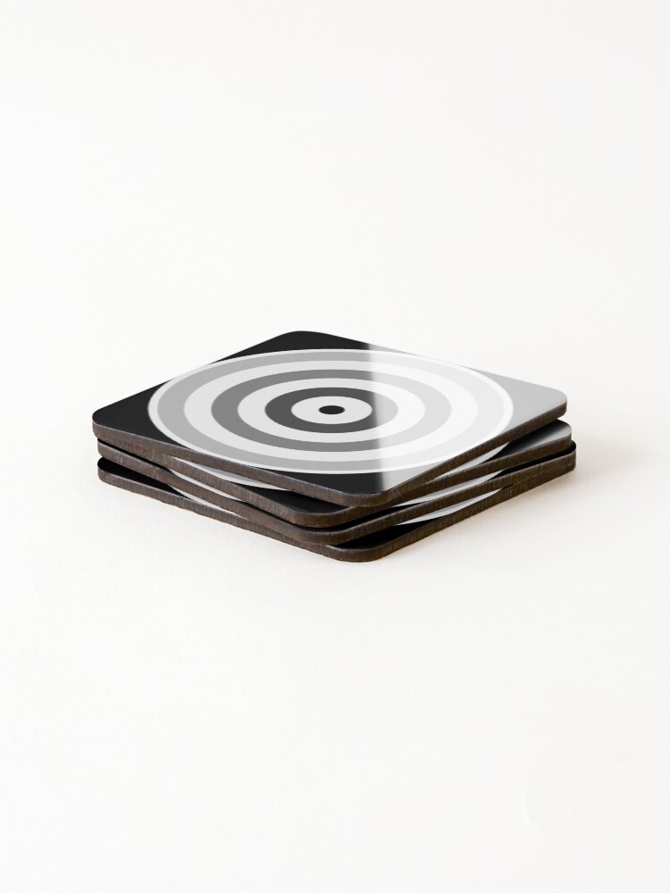 Thumbnail 4 of 5, Coasters (Set of 4), Geometric Pattern: Rondel: Monochrome Gradient Snow designed and sold by redwolfoz.