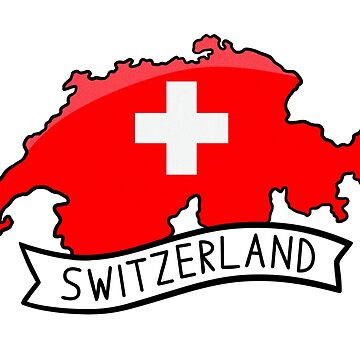 Artwork thumbnail, Switzerland Flag Map Sticker by Drawingvild