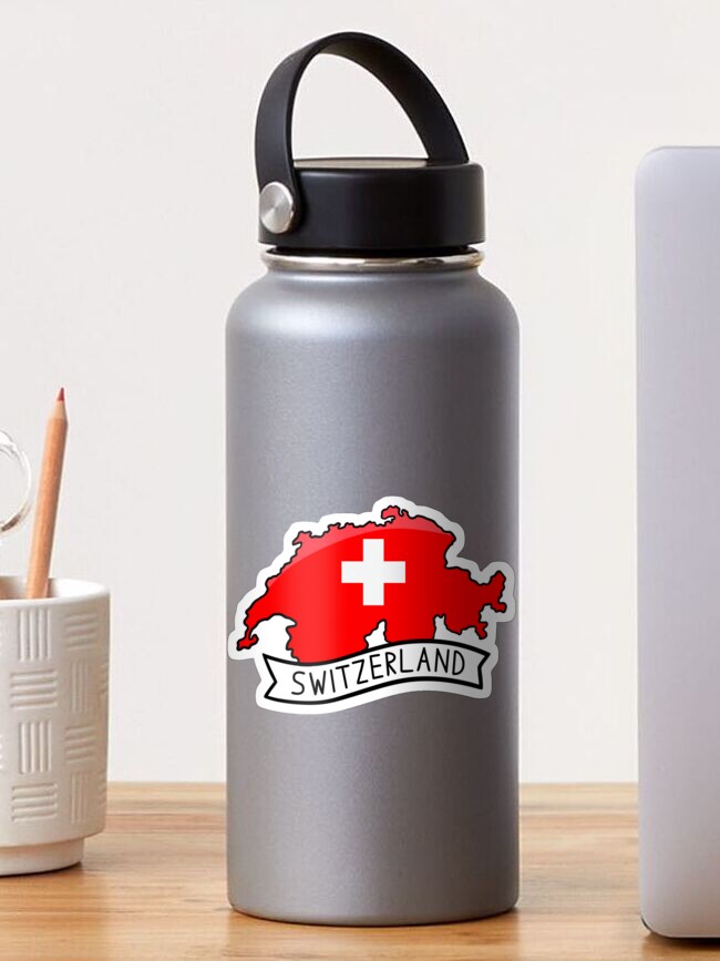 Thumbnail 1 of 3, Sticker, Switzerland Flag Map Sticker designed and sold by Drawingvild.