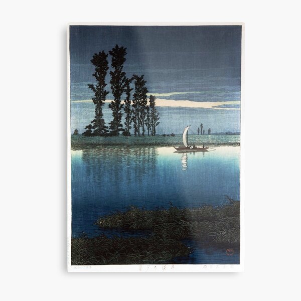 Japanese Woodblock Kawase Hasui Evening of Ushibori Metal Print