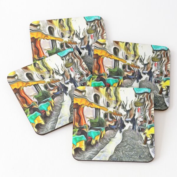 Item preview, Green Restaurant Tables in Old Milan Italy KPA designed and sold by karynpeters.