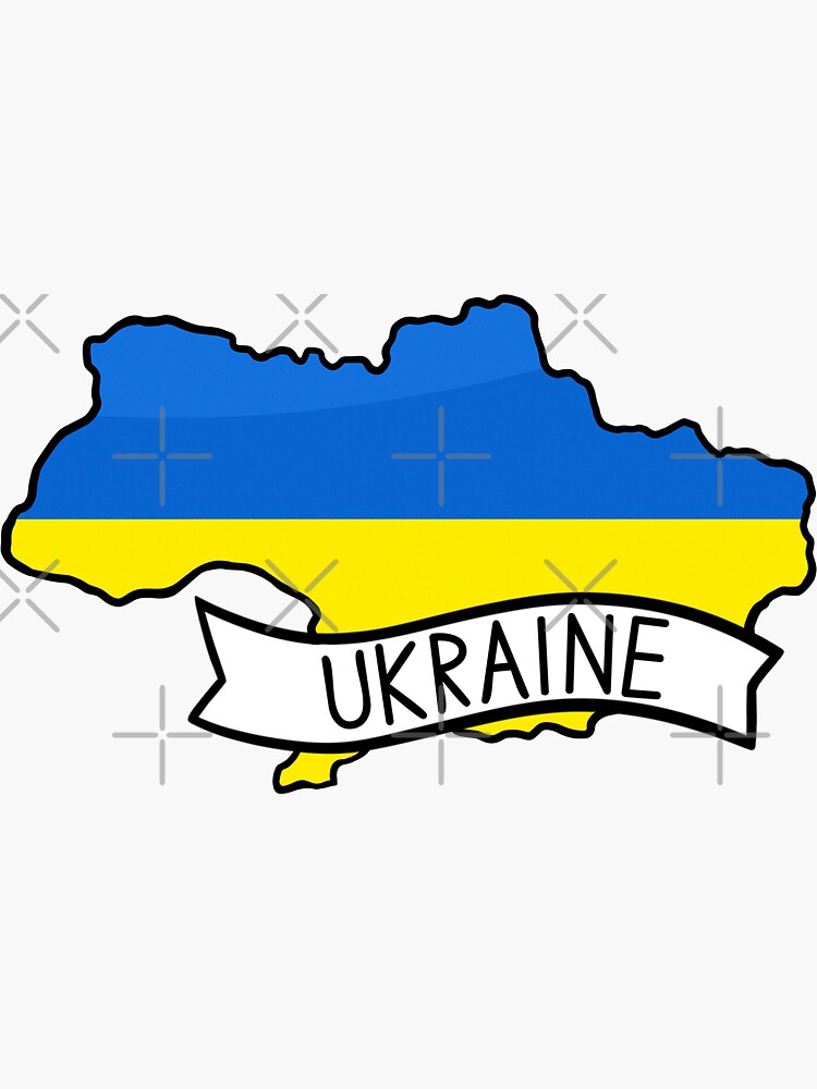 Thumbnail 3 von 3, Sticker, Ukraine Flag Map Aufkleber designt und verkauft von Drawingvild.