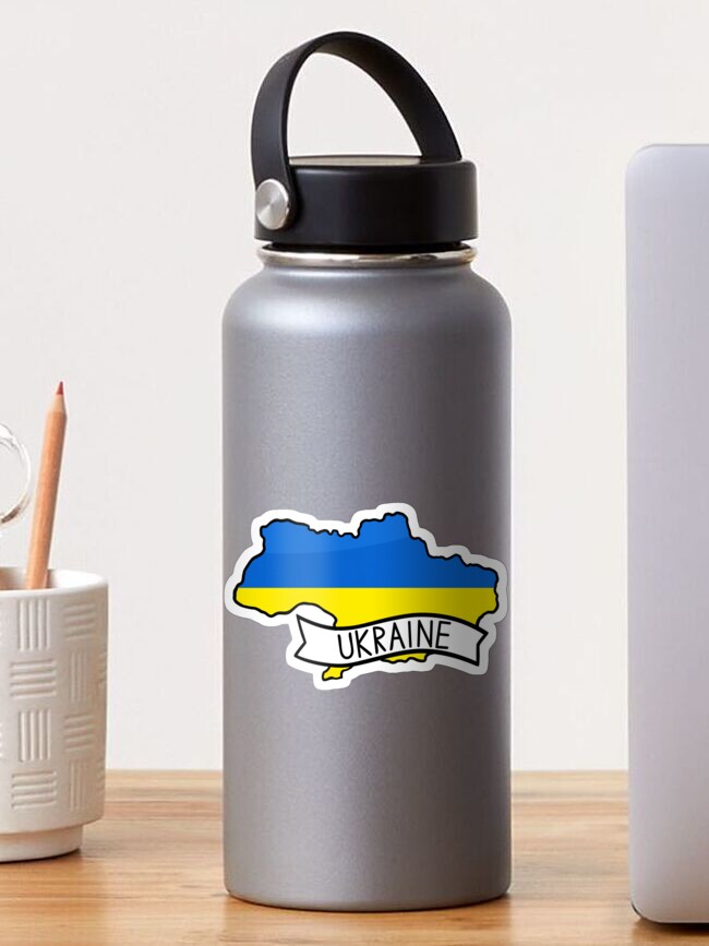Thumbnail 1 von 3, Sticker, Ukraine Flag Map Aufkleber designt und verkauft von Drawingvild.