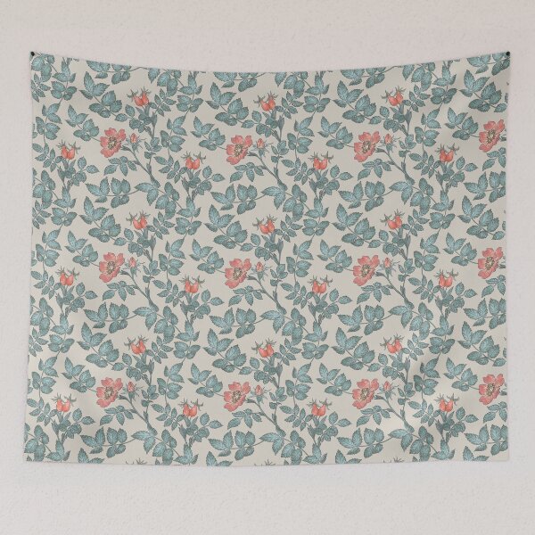 Item preview, Pattern of a wild rose bush with flowers and berries. designed and sold by NLobes.