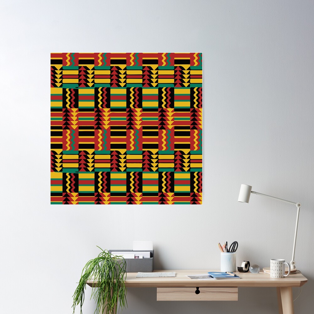 Colorful Kente Cloth African Ashanti Pattern  Poster for Sale by